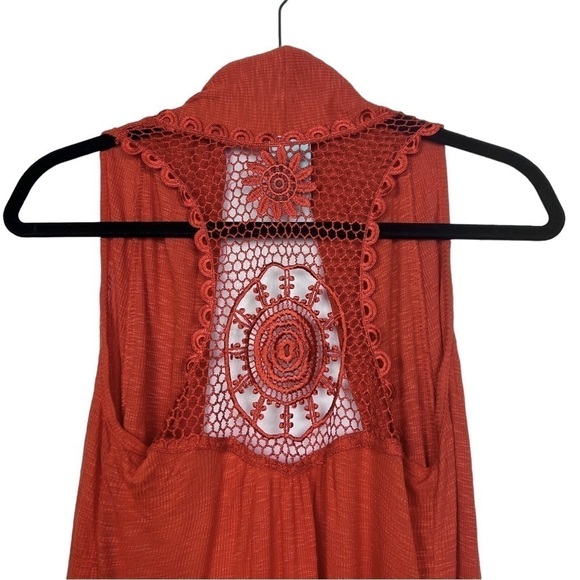 HIP Happening in the Present Orange Lace Knit Sleeveless Vest Cardigan M - Picture 5 of 11